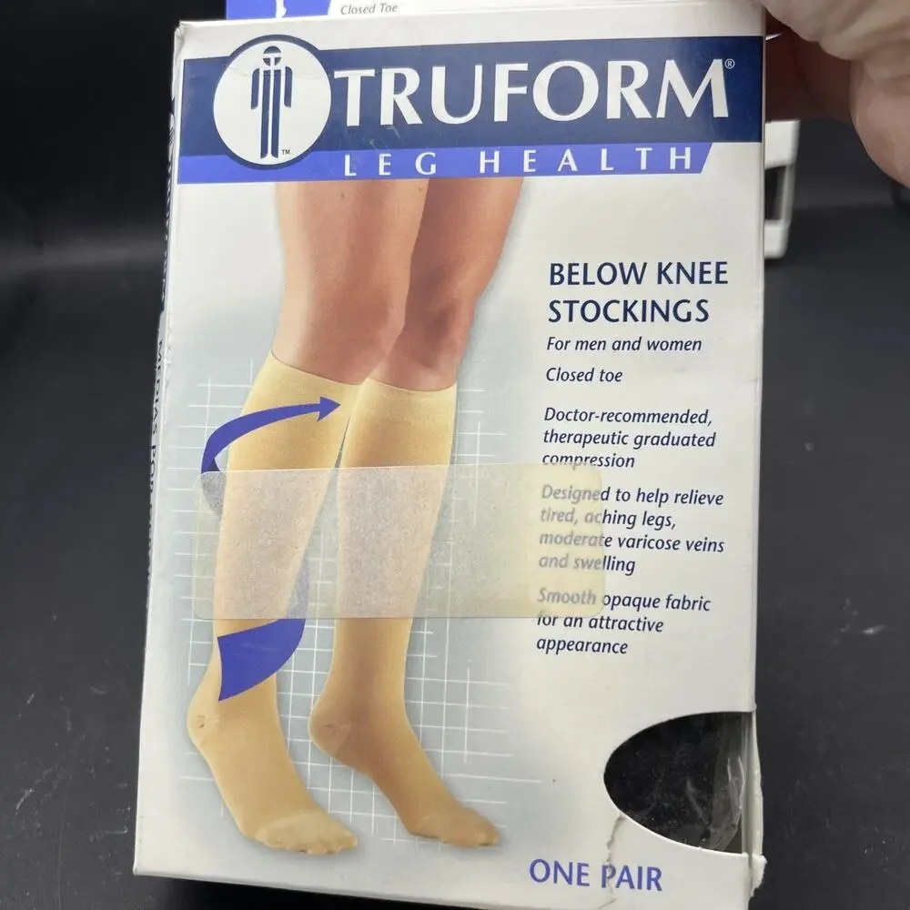 (3) Truform BLACK XL Leg Health Compression Stockings Firm Below Knee Socks 8865